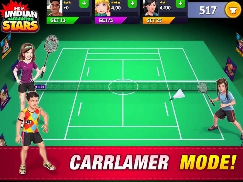 Indian Badminton Stars character selection screen